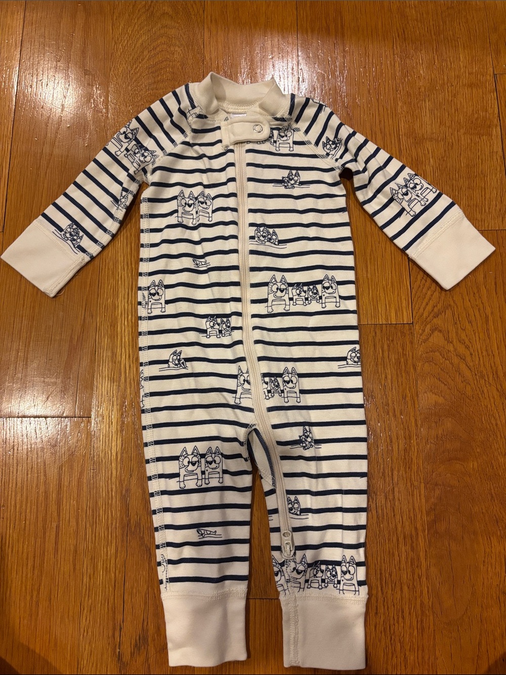 Hanna Andersson Navy & White Striped Zippered Baby Bluey PJs